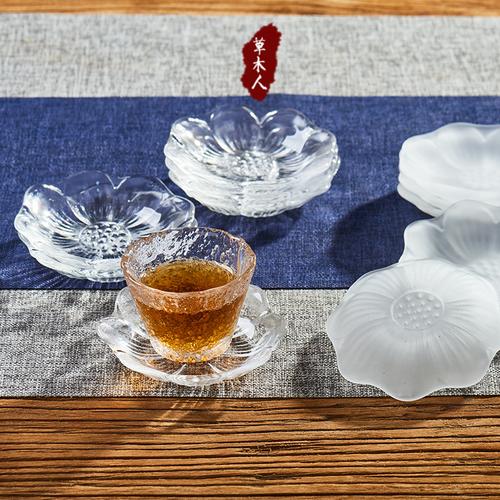 0成交2556个日式手工磨砂精制玻璃茶则加厚高透茶荷茶道零配琉璃赏茶